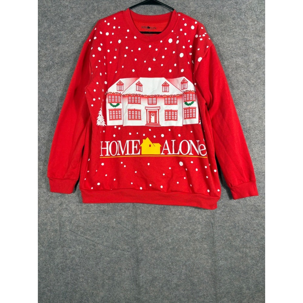 Home Alone Movie Ugly Christmas Sweater Red‎ XL Snow House